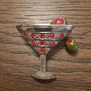 1990s Martini Brooch with Olives